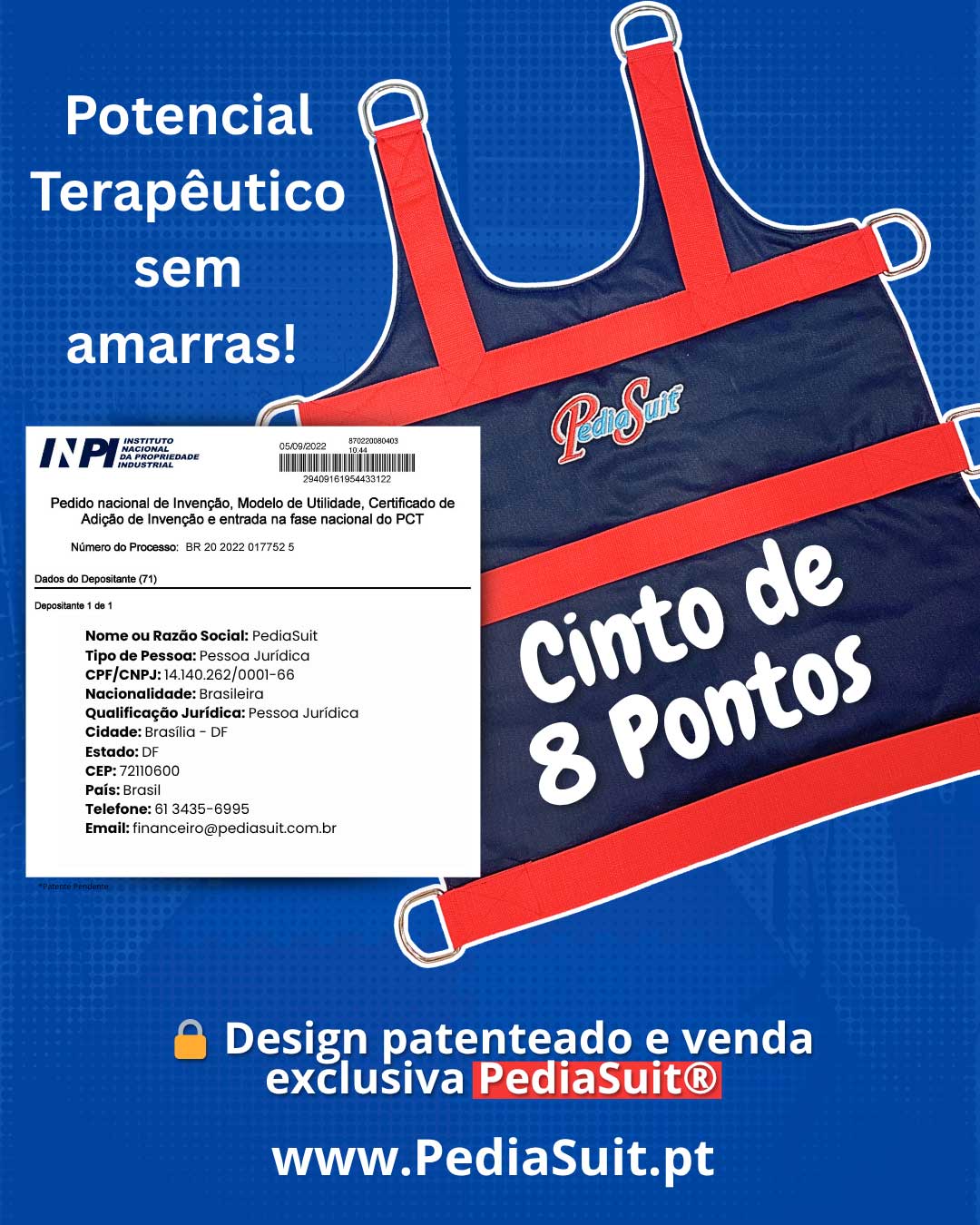 cinto de oito pontos do PediaSuit